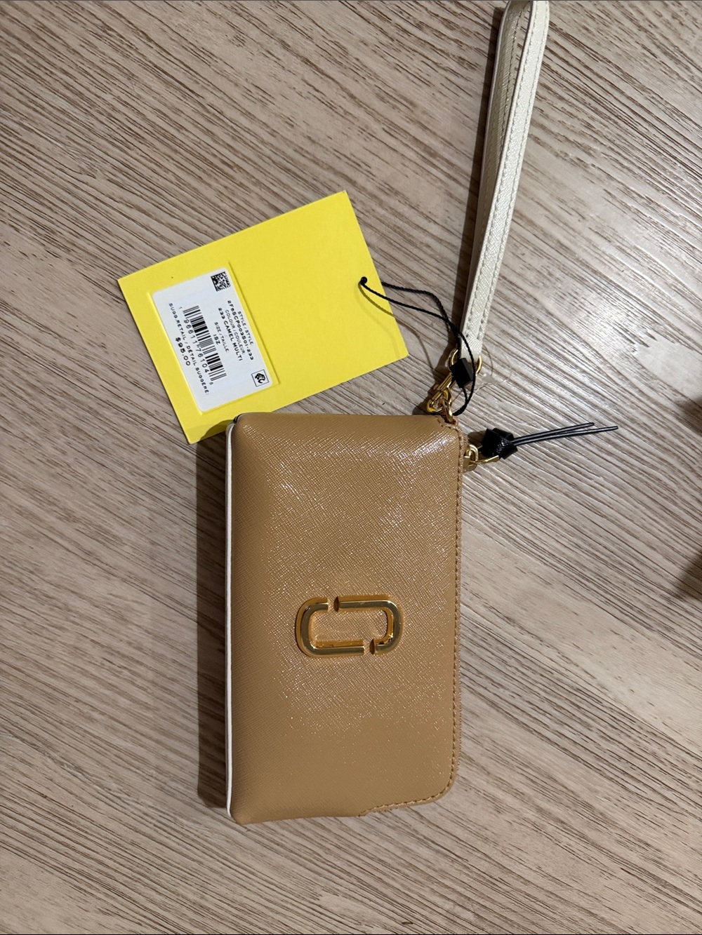 Marc Jacobs Camel/Tan Leather Wristlet Phone Case with Gold Hardware